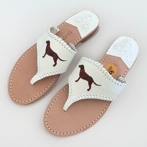 Jack Rogers White sandals size 9.5 White Embroidered Dogs Resort Preppy Beachy
